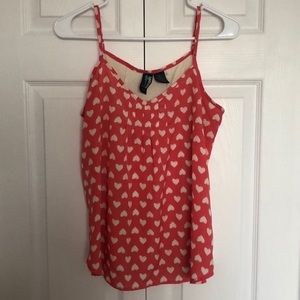 Coral Tank Top with Hearts